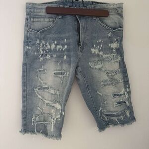 Buckle Light Blue Distressed Jean Shorts